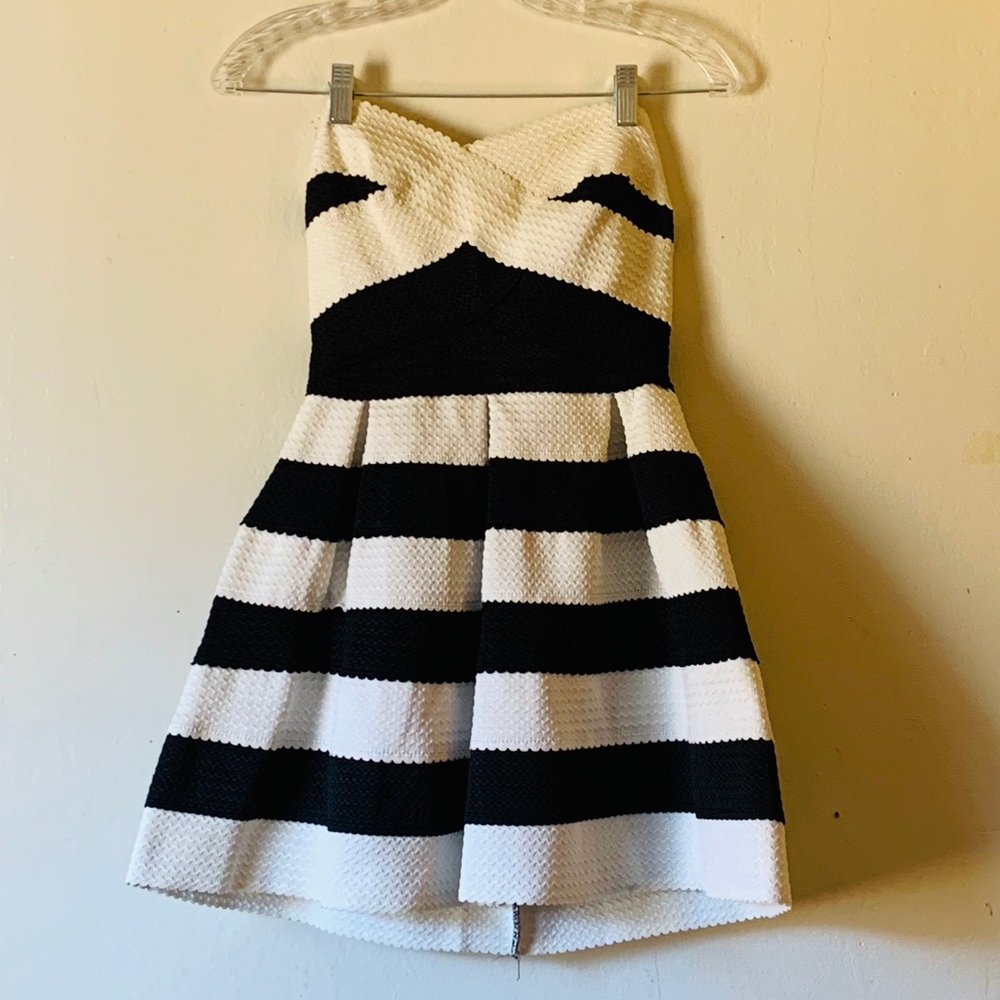 White and black striped dress